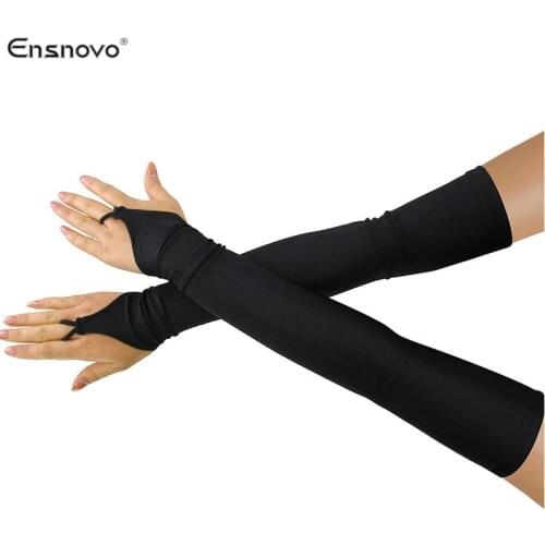 Ensnovo Women 18" Stretchy Spandex Fingerless Over Elbow Opera Long Gloves costume cosplay dance party gloves