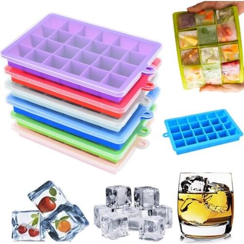 24 Grid Ice Cube Mold Silicone Ice Cube Tray Square Ice Tray Mould Easy Release Silicone Ice Cube Form Bar Kitchen Accessories