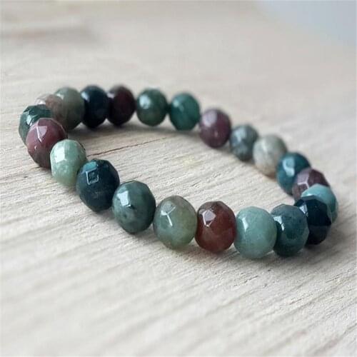 8mm Indian Agate Gemstone Handmade Mala Bracelet Mala Religious Retro Wristband