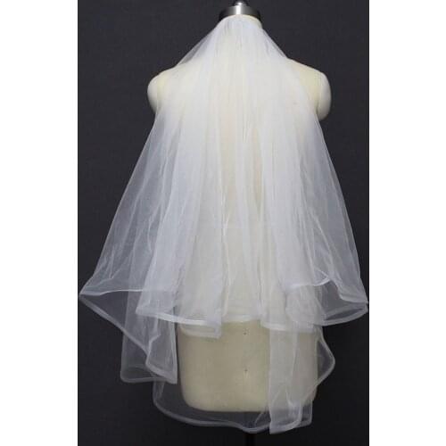 New 2 Layers Horsehair Short Wedding Veils 2T Bridal Veil with Comb Voile Mariage Wedding Accessories