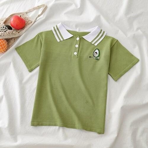 Summer Polo Shirt Knitted Peter pan Collar Knitted T-shirts Short Sleeve Casual Street Outwear T-shirts Women 2021 Tops