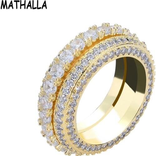 European and American cross border hot style five row zircon rotary ring full of zircon hip hop personality rotating ring