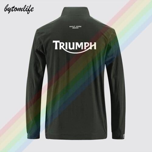 New triumph motorcycle parts & accessories motorcycle jacket mens Outdoor zippered comfortable Light Soft printing Asian size