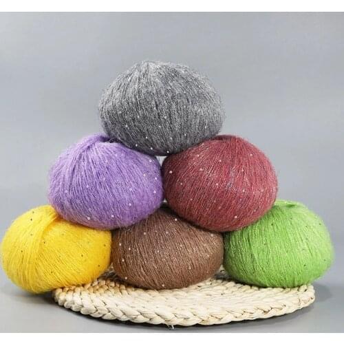 Acrylic Blended 50G Soft Thin Mohair Yarn Hand Knitting Sequins for Crocheting Sweater 1.2mm Wool Thread