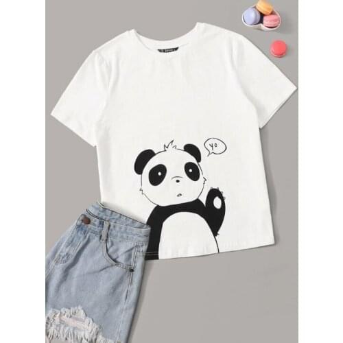Panada Funny Graphic Aesthetic Tees Women Cotton Round Neck Harajuku Girl Shirt Fashion Plus Size Short Sleeve Female Clothing