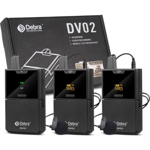 DV02 UHF Wireless Lavalier Microphone 30 Channel 50m Range 3.5mm Speaker for Smartphones DSLR Cameras webcast