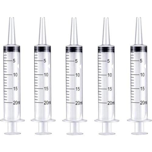 20Pcs 20ml Plastic Syringe Plastic Catheter Tip Syringe with Caps Multiple Uses for Scientific Lab Measurement and Dispensing