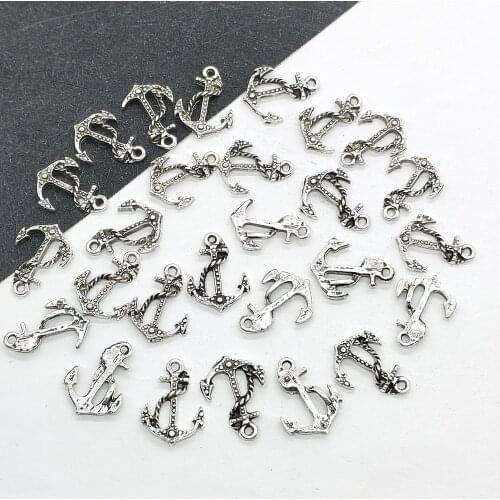 Handmade DIY Necklace Accessories, Classic Metal Supplies, 10PCS Zinc Alloy Anchor Shape Pendant, Charms for Jewelry Making