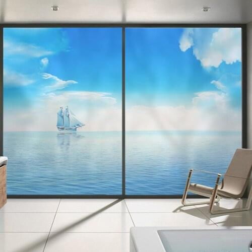 Custom glass opaque wardrobe sliding door sticker wall background painting mirror sticker translucent electrostatic film sticker