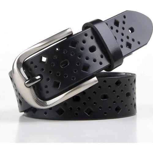 New luxury Genuine leather belt for women high quality hole fashion strap pin metal buckle ceinture femme cow leather wbl089