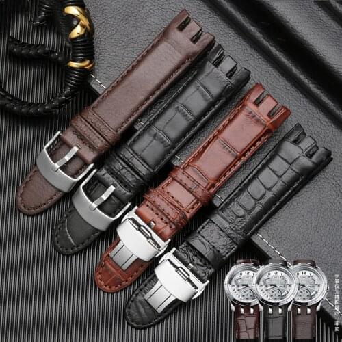 The leather watch strap for SWATCH Swatch YRS403 412 402G cowhide watch chain fittings with butterfly buttons 21MM watchband