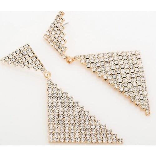 YFJEWE Hot Sale Triangle Double Rhinestone Bling Drop Earring For Women Elegant Drop Earring Wholesale Earring For Girl #E065
