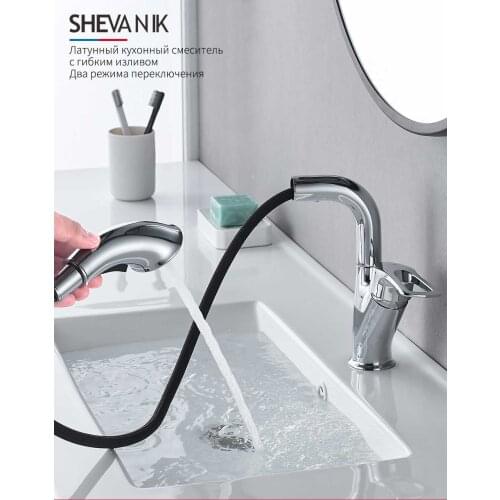 Shevanik basin faucet with pull out Lake, brass hot and cold water mixer, faucet on the sink Chrome s5121