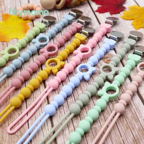 Silicone Pacifier Clips Holder Chain Silicone Pacifier Chains Beads Baby Teether Teething Chain Dummy Clip Holder Christmas Gift