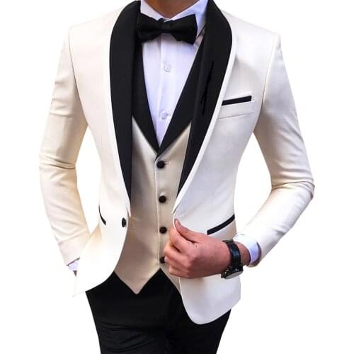 2021 New Design Groom Tuxedos Prom Business Suit Evening Dress Terno Masculino Mens Suits Ropa Hombre 3PCS(Jacket+Pants+Vest)