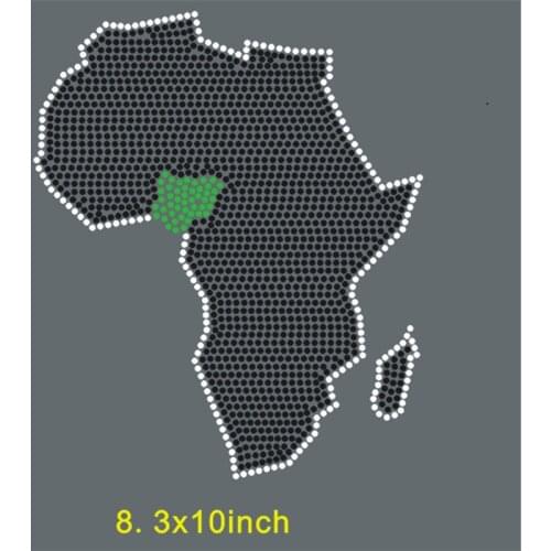 Rhinestone Transfers Garment Crystal Applique Glass Shiny Stones Rhinestone Art Custom Africa Map Sticker For Clothes