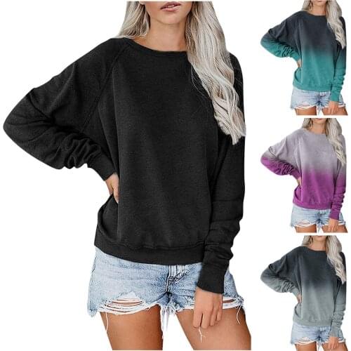 No Hat Hoodie Women Sweatshirt Autumn Pullover Hoddies Homewear Clothing Moletom Feminino Women Fashion Tie Dye Gradient Hoodies