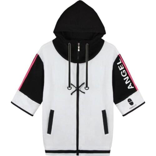 Game Arknights zipper Hoodie Sniper Exusiai Cosplay Hooded Coat short sleeve Jacket Spring Autumn Outerwear Tops