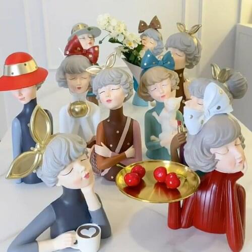 Creative Modern Art Style Home Decor Geometric Lovely Bubble Girl Resin Painting Sculpture