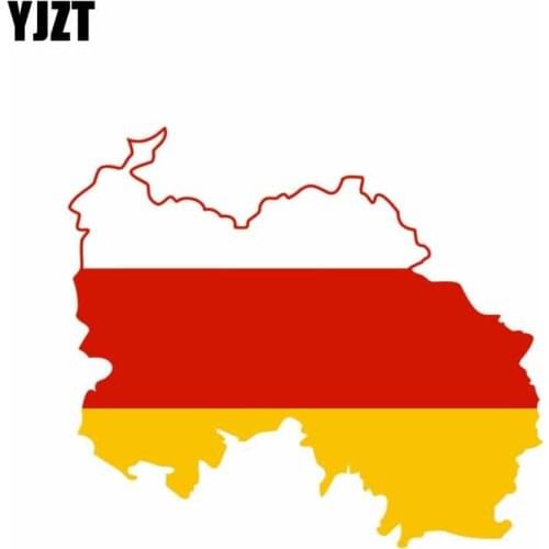 YJZT 11.9CM*10.5CM Creative South Ossetia Reflective Car Sticker Flag Map Decal 6-0895