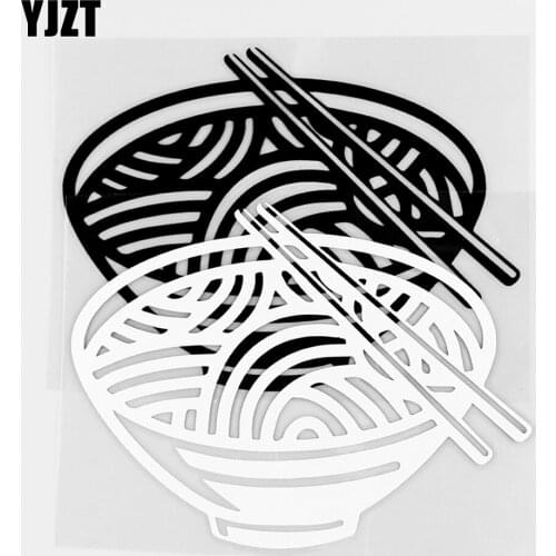 YJZT 14.2×10.5CM Creative Vinyl Decals Oriental Food Noodle Funny Car Stickers Decor Black / Silver 10A-0836