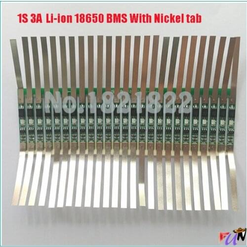 4PCS/a lot 1S 3.7V 3A li-ion BMS PCM battery protection board pcm with nickel tab for 18650 lithium ion li battery