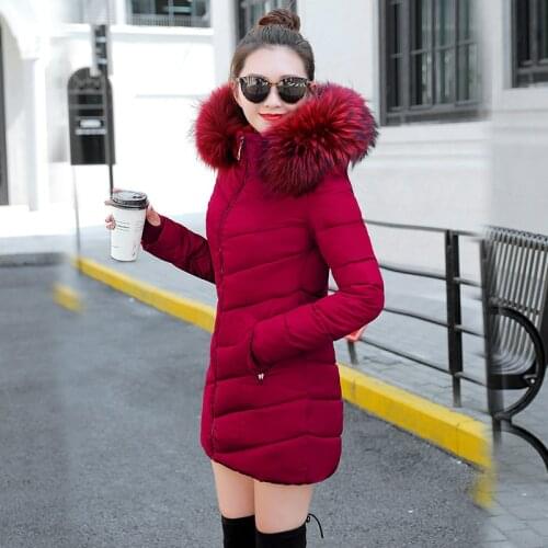 Women Clothes Jacket Winter Cotton Thick Overcoat Big Fur Collar Hooded Warm Padded Parka Female Large Sizes Outerwear