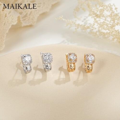 MAIKALE Multiple Korean Earrings AAA Cubic Zirconia New Copper Plated Gold Stud Earring for Women Jewelry geometric Gift