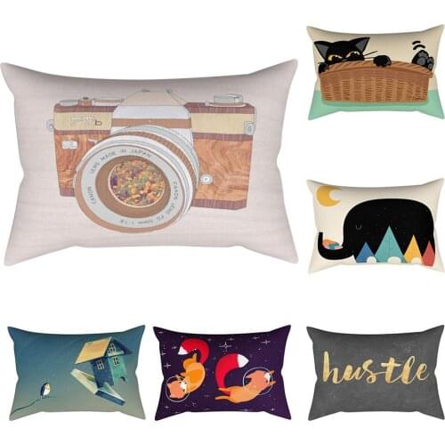 1 PC 30x50cm Polyester Animal Elephant Pillow Case Bed Waist Cushion Cover Cafe Home Decor