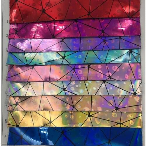 1yard (90x132cm) lridescent PU leather fabric holographic faux leather bags wedding decoration KB011