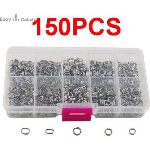 150pcs Stainless Steel Fishing Split Rings Mixed Size Round Oval Split Rings For Fishing Swivel Snap Fishing Ring Set With Box