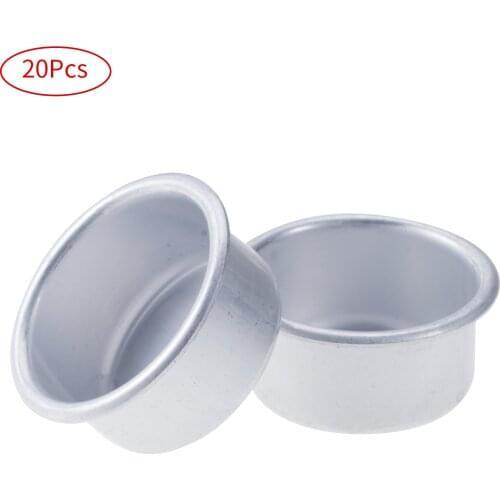 20Pcs Aluminum Candle Holder Cups Small Tea Light Pans Home Decoration Candle Trays Wax Melting Mold for DIY Candle Craft Making