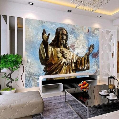 Milofi customized large-scale 3D wallpaper mural Nordic abstract Jesus Savior hand-painted background wall