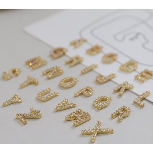 Zircon 26 English Letter Pendant 18K Gold DIY Handmade Ear Rings Earrings Necklace Bracelet Accessories Material 4pcs