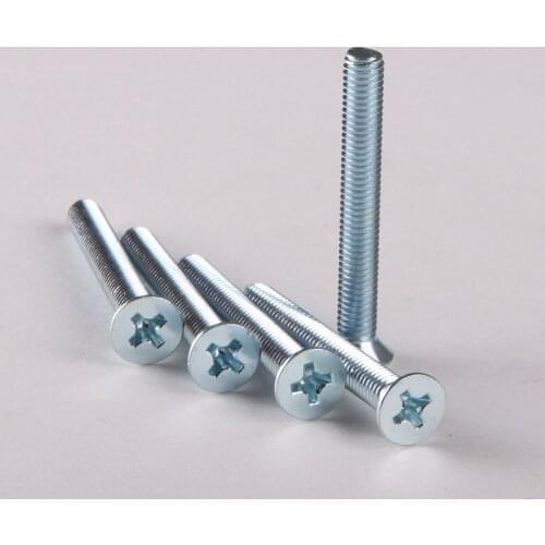5PCS GB819 White Zinc Phillips Countersunk Head Machine Screws Teeth Flat Head Machine Screws Teeth M6 * 45