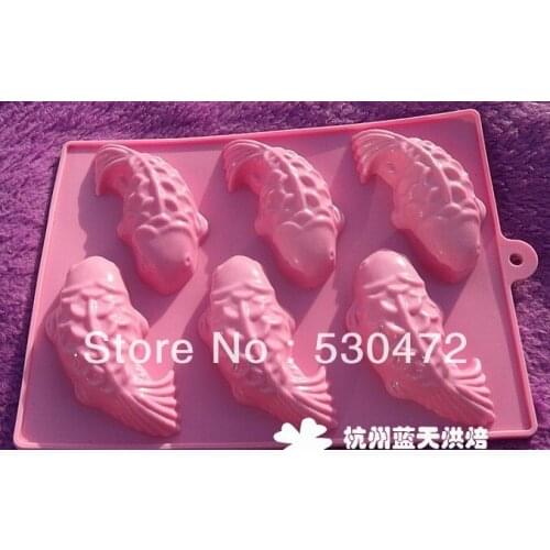 6 holesilicone Cake Mold soap mold fish shape 22.5*16.5*3.5CM kitchen tools