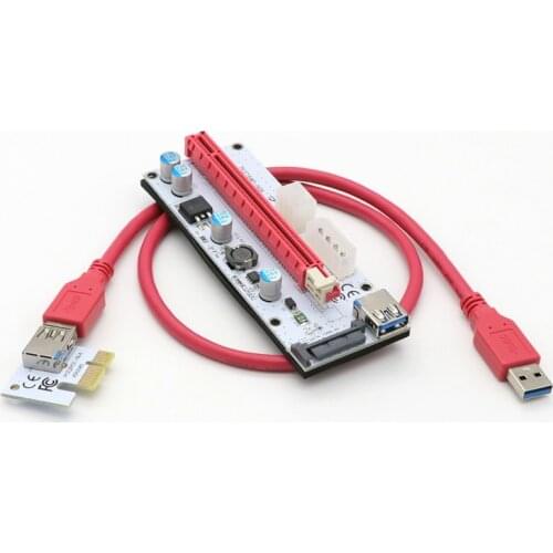 60CM VER008S PCI-E 1X to 16X Extender 008S PCIE Riser Card with 4pin 6pin SATA Power Interface for ETH Bitcoin Miner