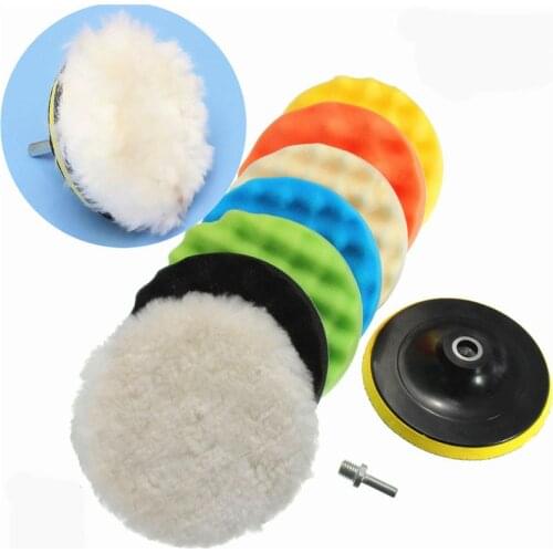 8Pcs 150mm Gross Polishing Buffing Pad Kit With Drill Adapter 6 inch Polisher Pads Buffing Adhesive Backer Pad For Car Polishing