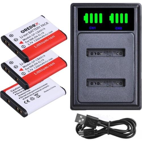 1200mAh NP-BJ1 EN EL19 Battery with Charger for Nikon EN-EL19, Coolpix 3700 S5200 S3100 S2800 S3400 S6600 W100 S2600 S2700 S3500