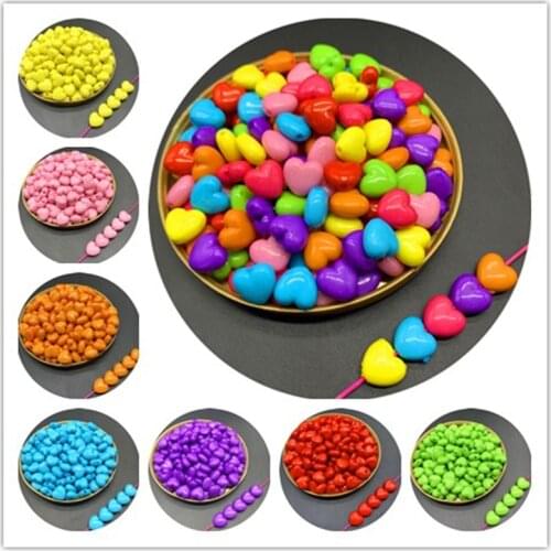 50pcs of Bracelet Accessories Acrylic Heart Beads Earrings Necklace Accessories Beads For Jewelry Making DIY Jewelry Findings