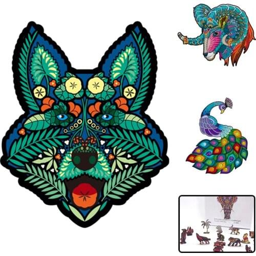 Wooden Puzzle Jigsaw Gift Cartoon Toy For Adults and Kids Educational Animals of Jungle DIY