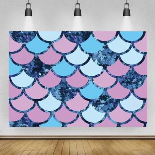 Mermaid Birthday Backdrop Glitter Mermaid Scales Backdrops Kids Cake Smash Girls Princess Newborn Baby Photo Background Studio