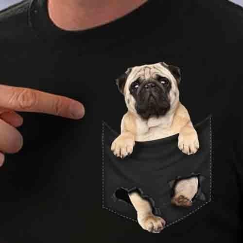 Pug Pocket T Shirt Pug Inside Pocket Dog Lovers Black Hot Summer Clothing Cotton Men T-Shirt High Quality Men Cool Tees Tops