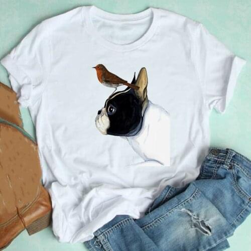 Women Short Sleeve Cartoon Dog Watercolor Animal Kawaii Spring Summer 90s Clothes Print Tshirt Female Tee Top Graphic T-shirt