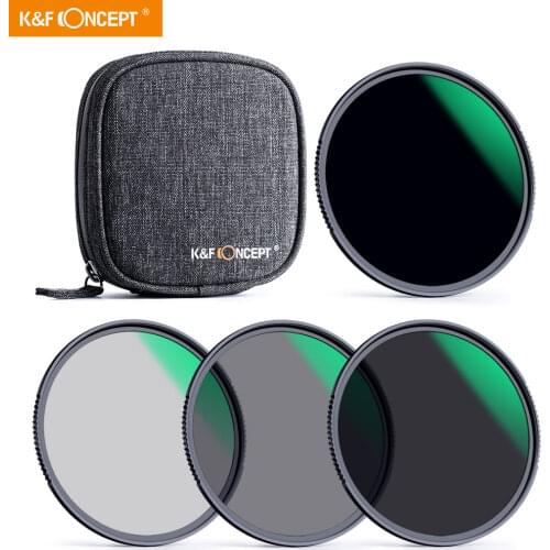 K&F ConceptN D4 ND8 ND64 ND1000 Cameras Filter Kit with Multi Layer Nano Coated Anti-reflection green film Filter For 72mm 67mm