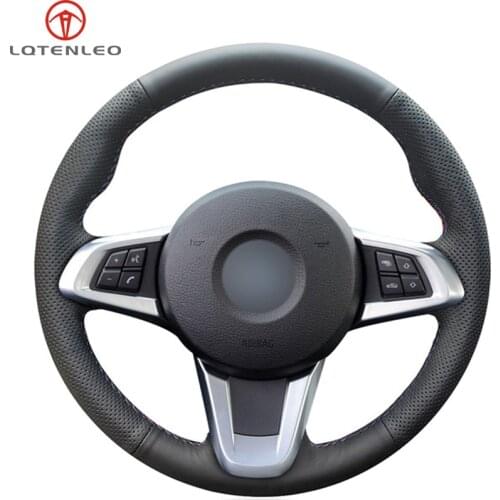LQTENLEO Black Artificial Leather Hand Car Steering Wheel Cover for BMW Z4 E89 2009 2010 2011 2012 2013 2014 2015 2016 2017 2018