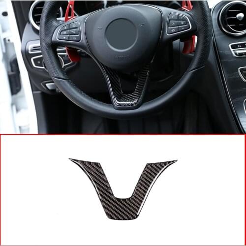 Soft Carbon Fiber For Mercedes Benz GLC C Class W205 X253 2015-2019 Car Steering Wheel U Shape Stickers Accessories