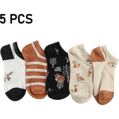 5 pairs a pack of summer tide socks creative new socks pure cotton combed cotton boat socks women cotton socks