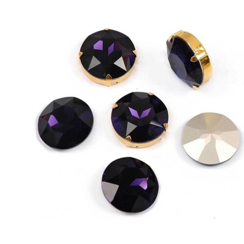 New K9 Glass Fancy stones sew on rhinestones Round Purple Voilet crystal rhinestone diy clothing Jewelry accessories