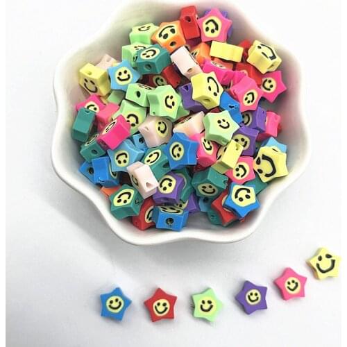 New 30pcs 10mm Smiling Face Beads Polymer Clay Spacer Loose Beads for Jewelry Making DIY Bracelet Accessories #01